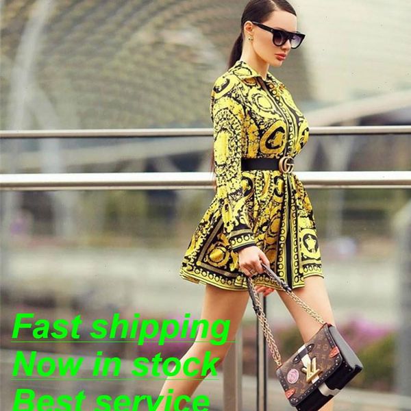 elegant vintage long sleeve womens dress v neck buttons yellow short ethnic style good quality, Black;gray
